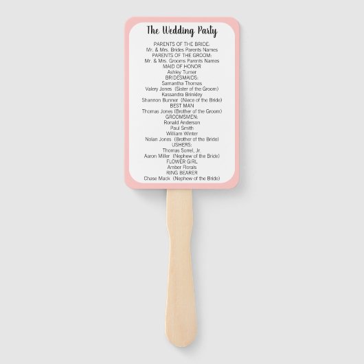 Hochzeitsprogramm Fan beliebiger Farbe, die als ro Fächer (Rückseite)