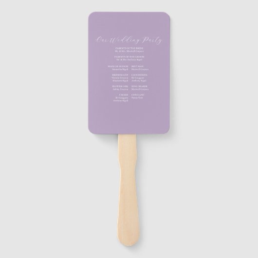Hochzeitsprogramm Fan Lavender Line Art Fächer (Rückseite)