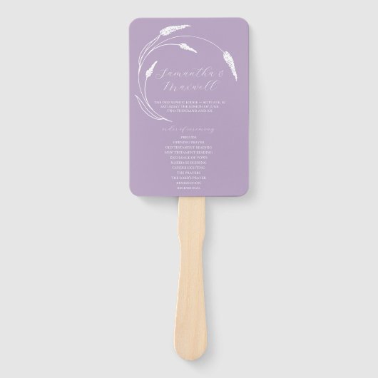 Hochzeitsprogramm Fan Lavender Line Art Fächer (Vorderseite)