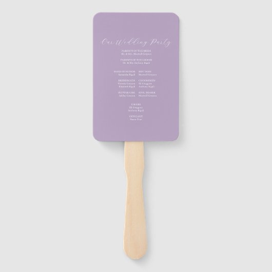 Hochzeitsprogramm Fan Lilac Classic Monogram Fächer (Rückseite)