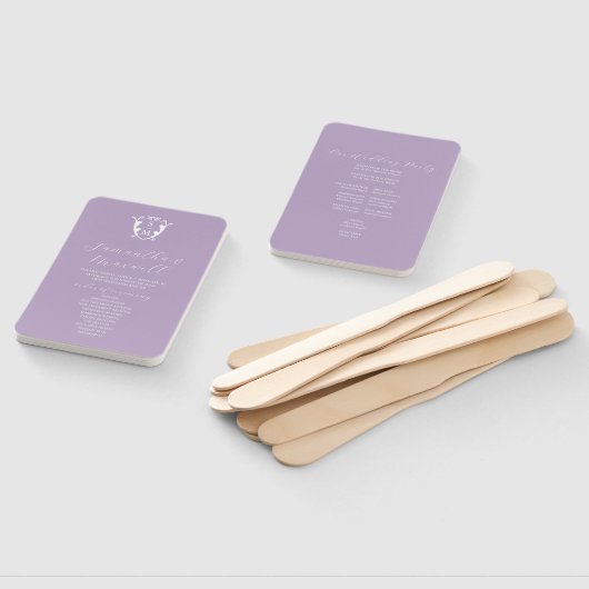Hochzeitsprogramm Fan Lilac Classic Monogram Fächer (Non-assembled)