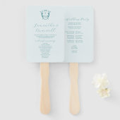 Hochzeitsprogramm Fan Pale Blue Classic Monogram Fächer (Vorne und Hinten)