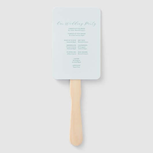 Hochzeitsprogramm Fan Pale Blue Classic Monogram Fächer (Rückseite)