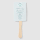 Hochzeitsprogramm Fan Pale Blue Classic Monogram Fächer (Vorderseite)