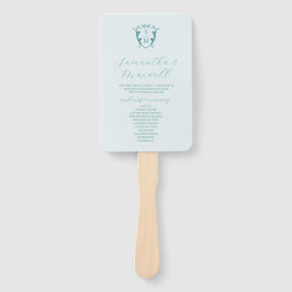 Hochzeitsprogramm Fan Pale Blue Classic Monogram Fächer