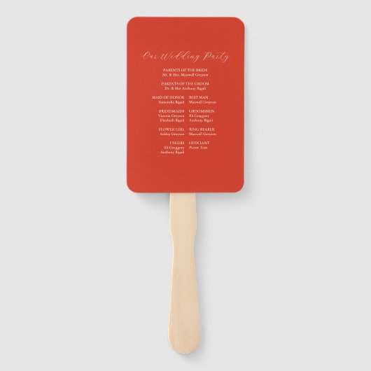 Hochzeitsprogramm Fans Wasserfarbene Rote Libelle Fächer (Rückseite)