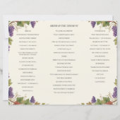 Hochzeitsprogramm-Flyer für Weinberge im Napa Vall (Rückseite)