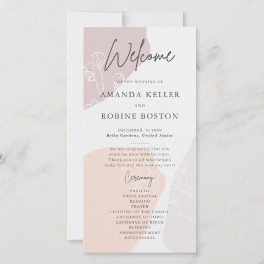 Hochzeitsprogramm für abstrakte Blume (Vorderseite)