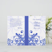 Hochzeitsprogramm für Abstrakte Blumen in Blau und (Stehend Vorderseite)