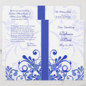 Hochzeitsprogramm für Abstrakte Blumen in Blau und (Vorne/Hinten)