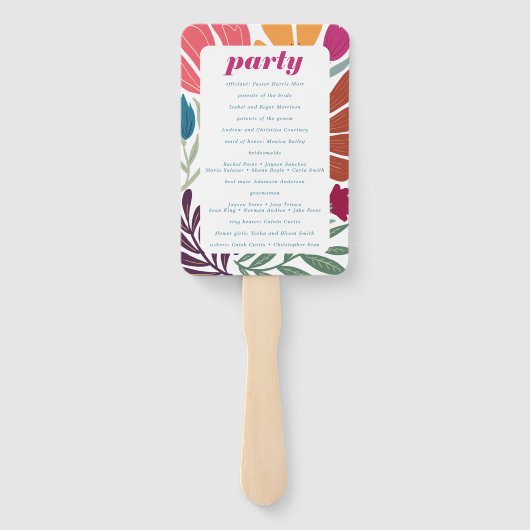 Hochzeitsprogramm für Abstrakte Blumen in Helle Mu Fächer (Rückseite)