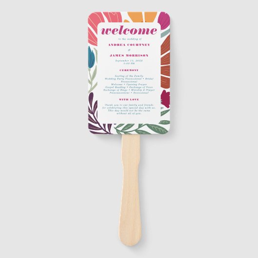 Hochzeitsprogramm für Abstrakte Blumen in Helle Mu Fächer (Vorderseite)