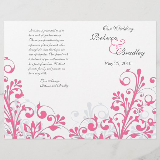 Hochzeitsprogramm für Abstrakte Blumen in Pink und (Vorderseite)