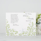 Hochzeitsprogramm für Abstrakte Blüten in Grün und (Stehend Vorderseite)