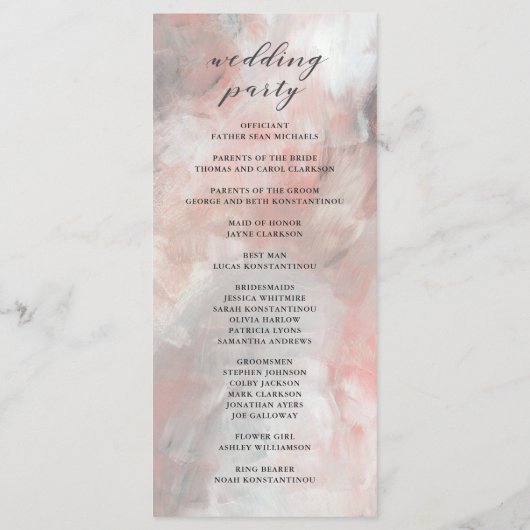 Hochzeitsprogramm für Abstrakte Pinselstriche in D Programm (Rückseite)