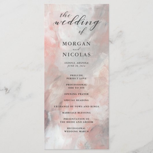 Hochzeitsprogramm für Abstrakte Pinselstriche in D Programm (Vorderseite)