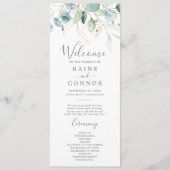 Hochzeitsprogramm für Airy Greenery und Gold Leaf Programm (Vorderseite)