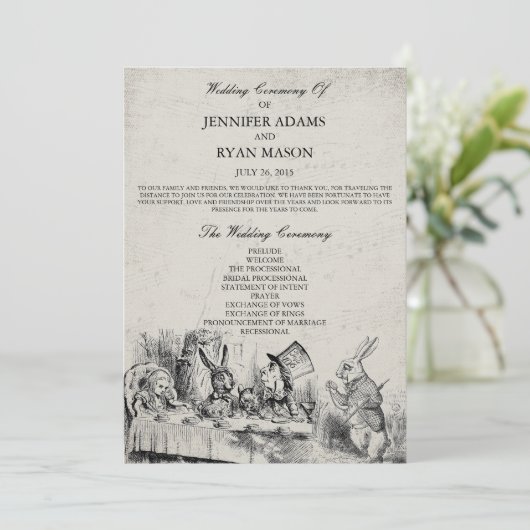 Hochzeitsprogramm für Alicen im Wunderland Programm (Stehend Vorderseite)