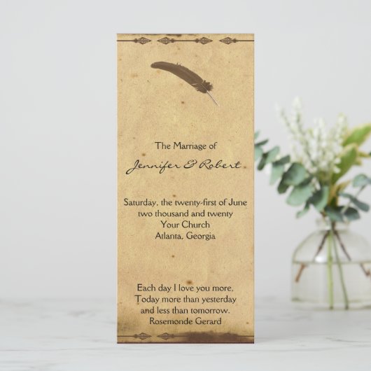 Hochzeitsprogramm für alte Elegance Programm (Stehend Vorderseite)