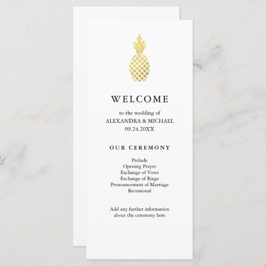 Hochzeitsprogramm für Ananas Programm (Vorne/Hinten)