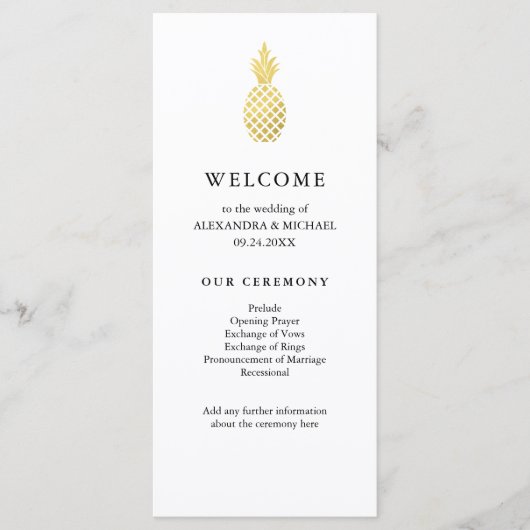 Hochzeitsprogramm für Ananas Programm (Vorderseite)