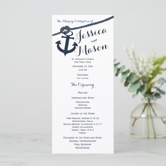 Hochzeitsprogramm für Anker und Papageien Programm (Stehend Vorderseite)