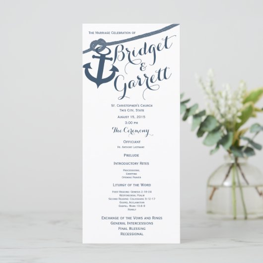 Hochzeitsprogramm für Anker und Papageien Programm (Stehend Vorderseite)