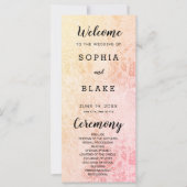 Hochzeitsprogramm für antike, gelb-rosa Rosen (Vorderseite)