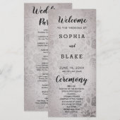 Hochzeitsprogramm für antike Silber-Rose (Vorne/Hinten)