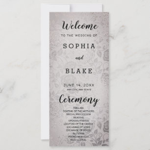 Hochzeitsprogramm für antike Silber-Rose
