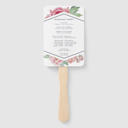 Hochzeitsprogramm für antikes Peony Fächer (Rückseite)