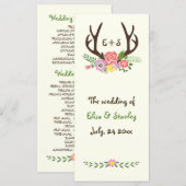 Hochzeitsprogramm für Antler & Korallen, rosa Blum Programm (Vorne/Hinten)