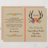 Hochzeitsprogramm für Antler & Orangen Blume (Vorne/Hinten)