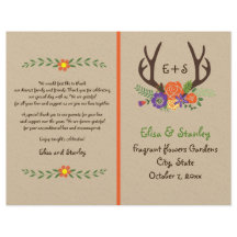 Hochzeitsprogramm für Antler & Orangen Blume