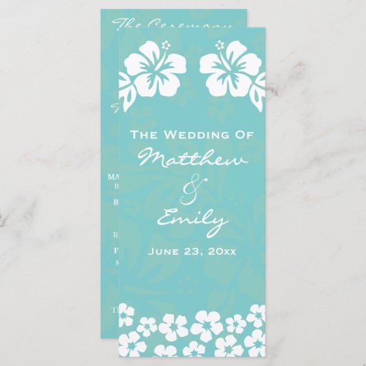 Hochzeitsprogramm für Aqua Beach Blume Programm (Vorne/Hinten)