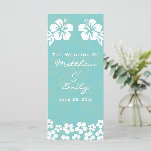 Hochzeitsprogramm für Aqua Beach Blume Programm (Stehend Vorderseite)