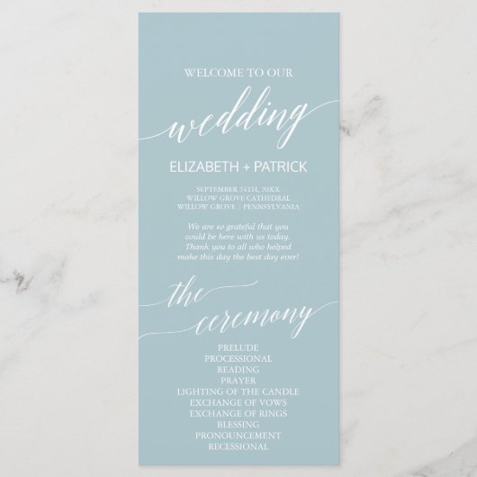 Hochzeitsprogramm für Aqua Beach-Koordinaten Programm (Vorderseite)