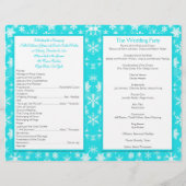 Hochzeitsprogramm für Aqua, White, Gray Snowflakes (Rückseite)