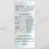 Hochzeitsprogramm für aquamarine Blaupfauenpfaue Programm (Rückseite)