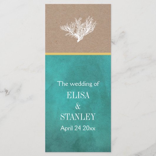 Hochzeitsprogramm für aquamarines Kraftpapier für  Programm (Vorderseite)