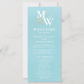 Hochzeitsprogramm für Aquamarines Monogramm-Hochze (Vorderseite)