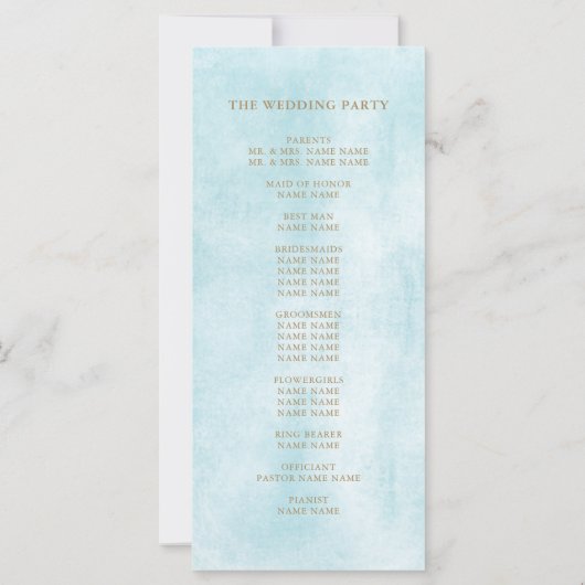 Hochzeitsprogramm für Aquamarines Monogramm-Hochze (Rückseite)