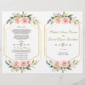 Hochzeitsprogramm für Aquarellblütenblütengold (Vorne)