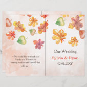 Hochzeitsprogramm für Aquarellfarben-Herbstlaub (Vorne/Hinten)