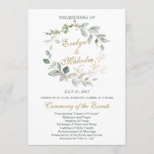 Hochzeitsprogramm für Aquarellgrün und Goldgold Programm (Vorderseite)