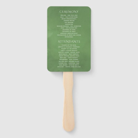 Hochzeitsprogramm für Aquarellpinken Fächer (Rückseite)