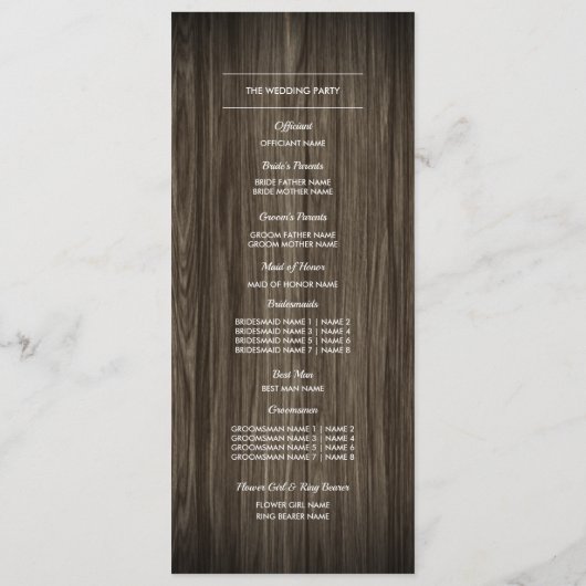 Hochzeitsprogramm für Barnholz-Fall-Blume Programm (Rückseite)