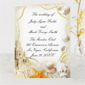 Hochzeitsprogramm für Beach Sand Castle Karte (Gelbe Blume)