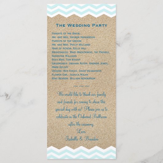 Hochzeitsprogramm für Beach Sand Dollars Programm (Rückseite)