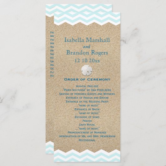 Hochzeitsprogramm für Beach Sand Dollars Programm (Vorne/Hinten)